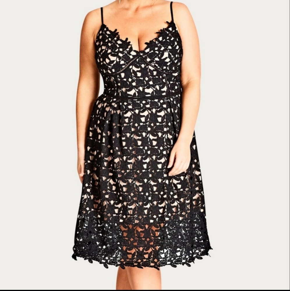 NWOT City Chic So Fancy Lace Overlay Formal  Fit & Flare Plus Size Dress 20W